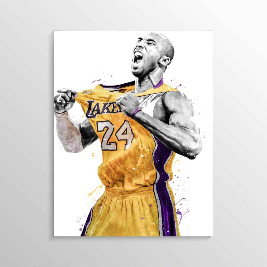 Kobe Bryant Poster Los Angeles Lakers Wall Art Basketball Wall Art Nba Wall Decor Poster