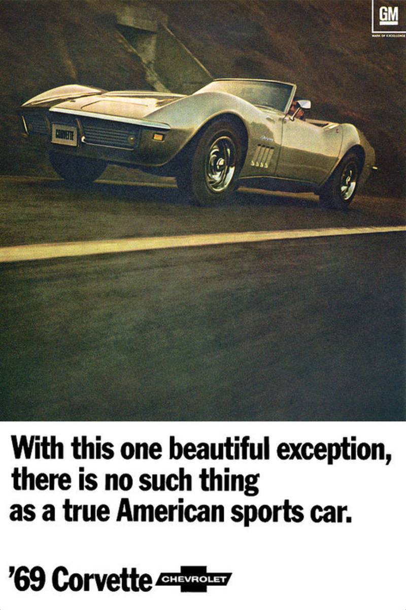 1969 Chevrolet Corvette Poster Canvas Wall Art Print Poster