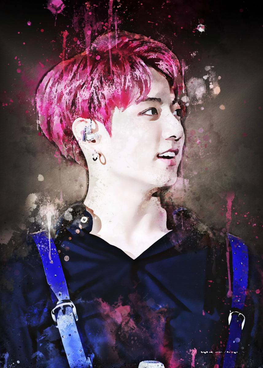 Jungkook Bts - Splatter Watercolor Celebrity – Poster | Canvas Wall Art ...