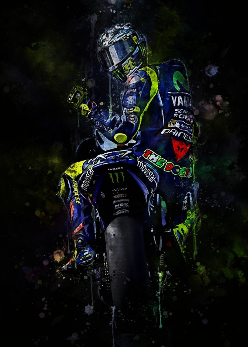 Valentino Rossi - Splatter Watercolor Celebrity – Poster | Canvas Wall ...