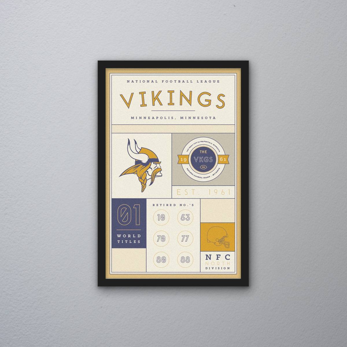 Minnesota Vikings Stats Print Poster Canvas Wall Art Print
