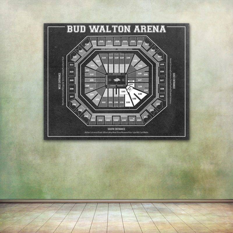 Vintage Print Of Bud Walton Arena Seating Chart On Premium Photo Luster