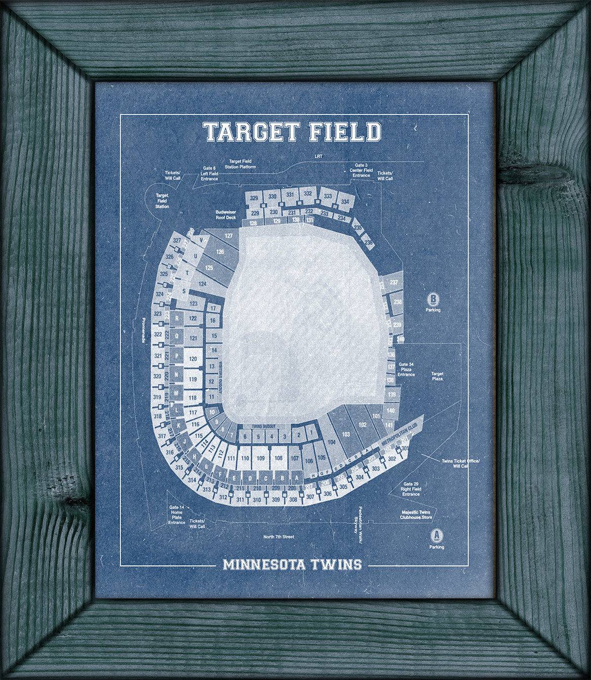 Print Of Vintage Minnesota Twins Target Field Baseball Seating Chart Poster Canvas Wall Art Jenifer