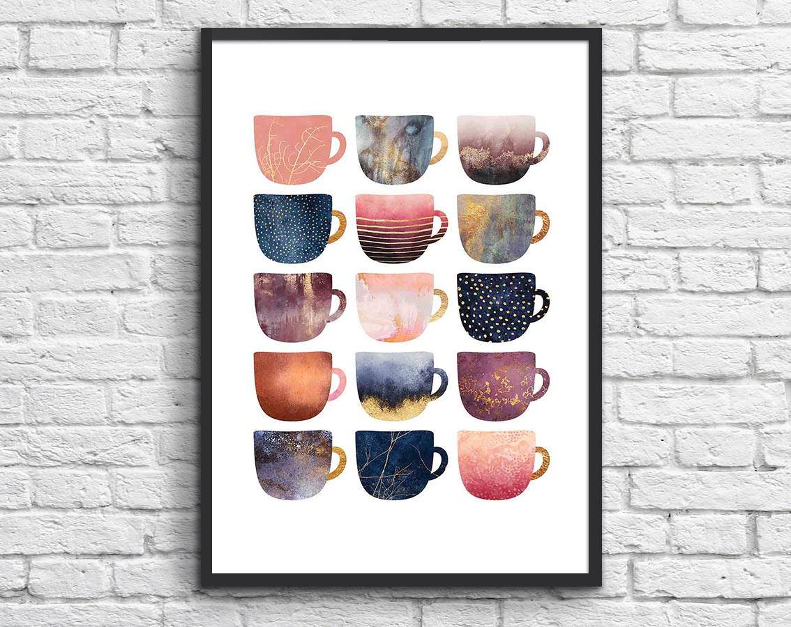 Pretty Coffee Cups Art Print by Elisabeth Fredriksson