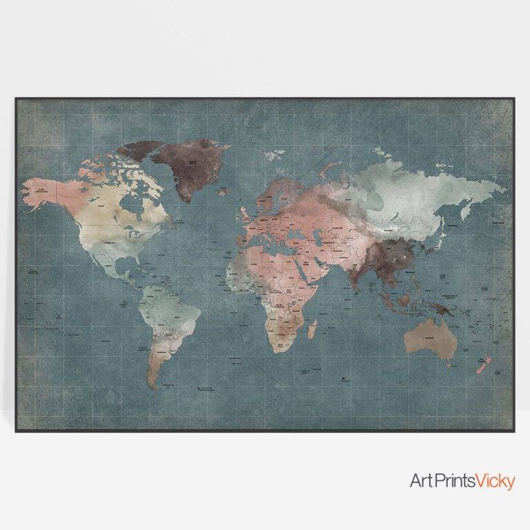 large wall art world map detailed world map travel map travel gift