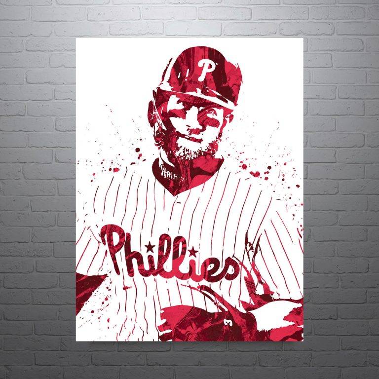 Bryce Harper Philadelphia Phillies, Sports Art Print, Baseball Poster Canvas Wall Art Print