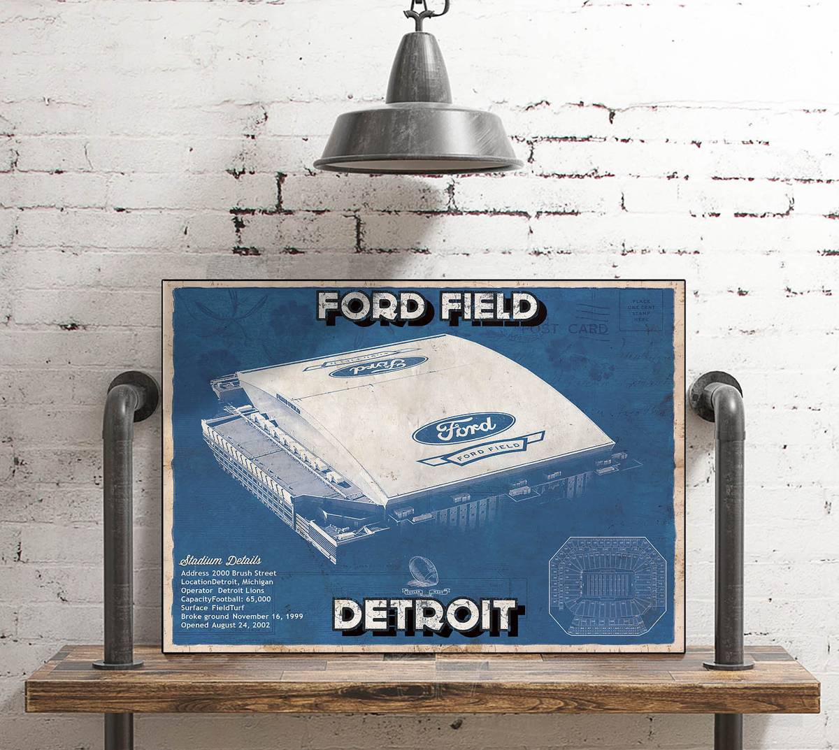 Vintage Detroit Lions Ford Field Vintage Wall Art