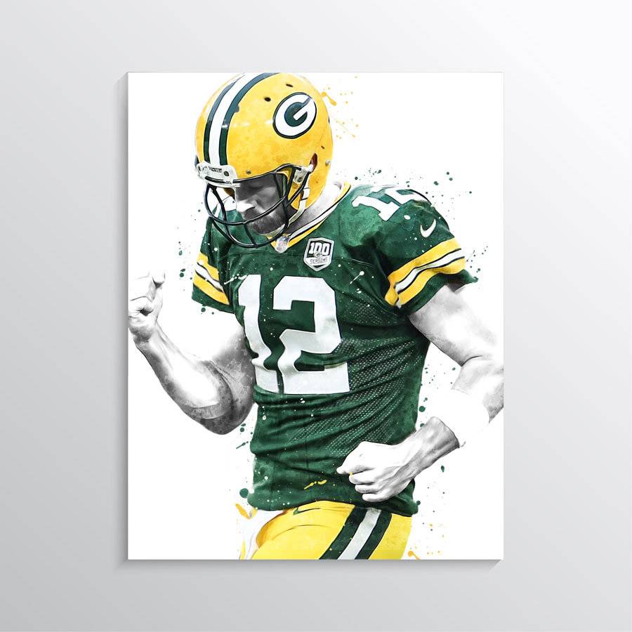 Aaron Rodgers Poster, Green Bay Packers Print, American Football Wall 