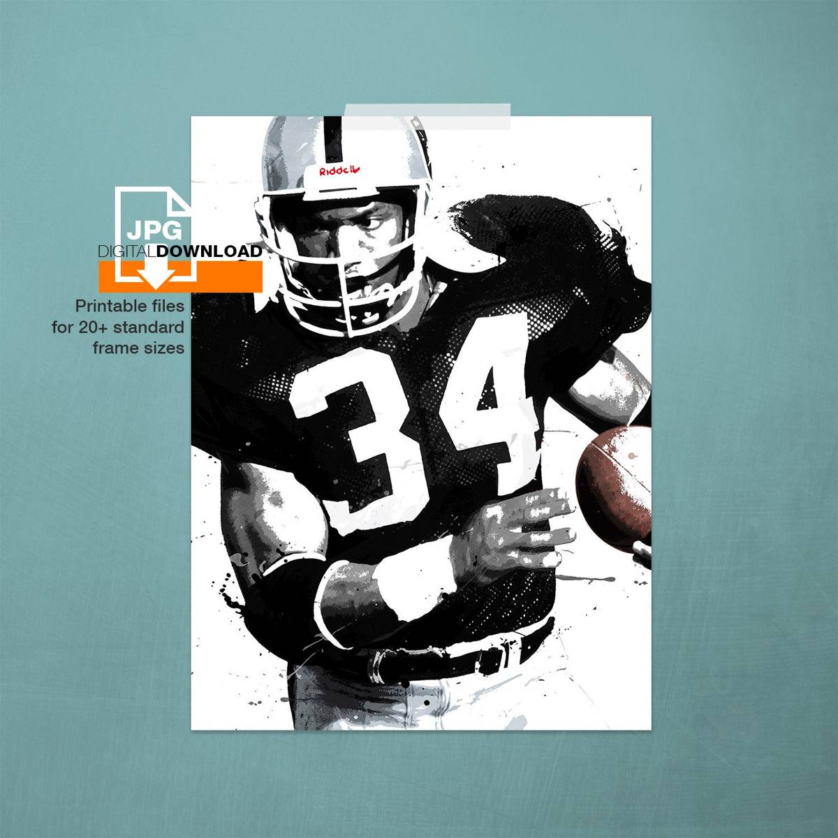  Bo Jackson Poster Print, American Football Wall Art