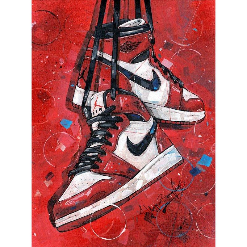 Nike Air Jordan 1 Retro Og Gs Chicago – Poster | Canvas Wall Art Print ...