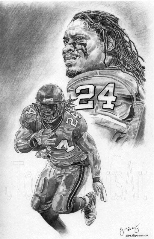 Marshawn Lynch Of Seattle Seahawks Art – Poster | Canvas Wall Art Print