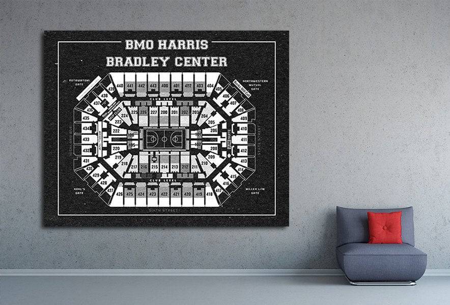 Vintage Print Of Bmo Harris Center Seating Chart On Premium Photo