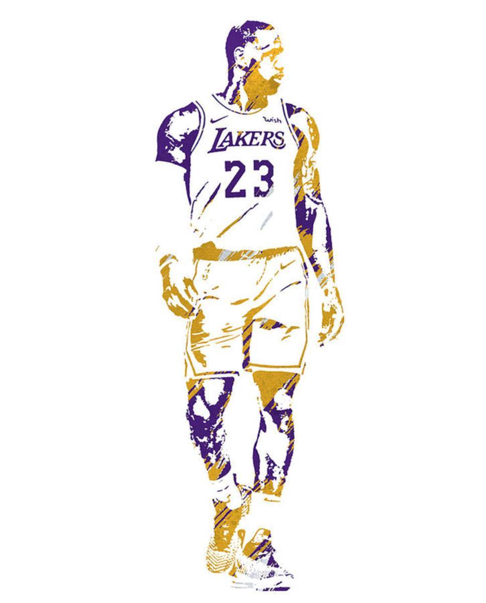 Lebron James Lakers jersey art illustration print